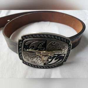 Wrangler vintage American leather longhorn belt western cowbow size 40